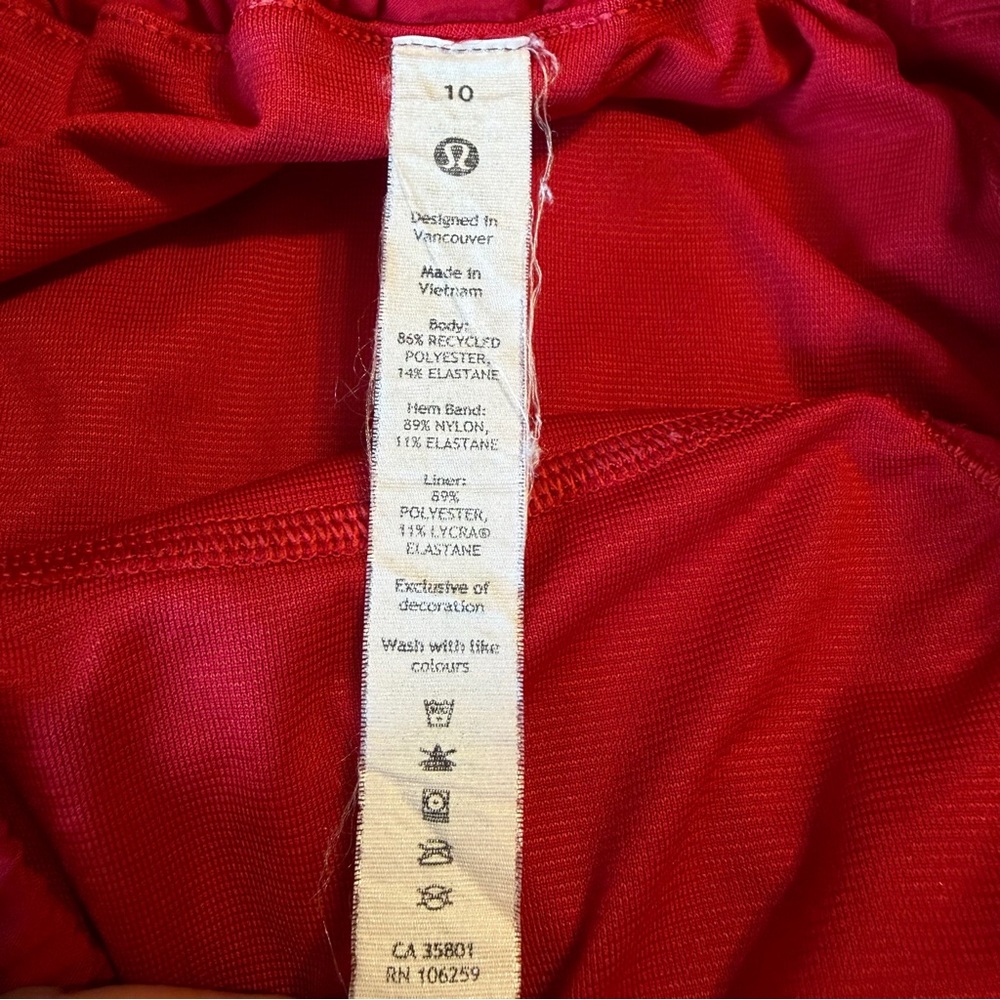 lululemon Red speed up running shorts built in liner SZ 10 hottie hot - Picture 4 of 9